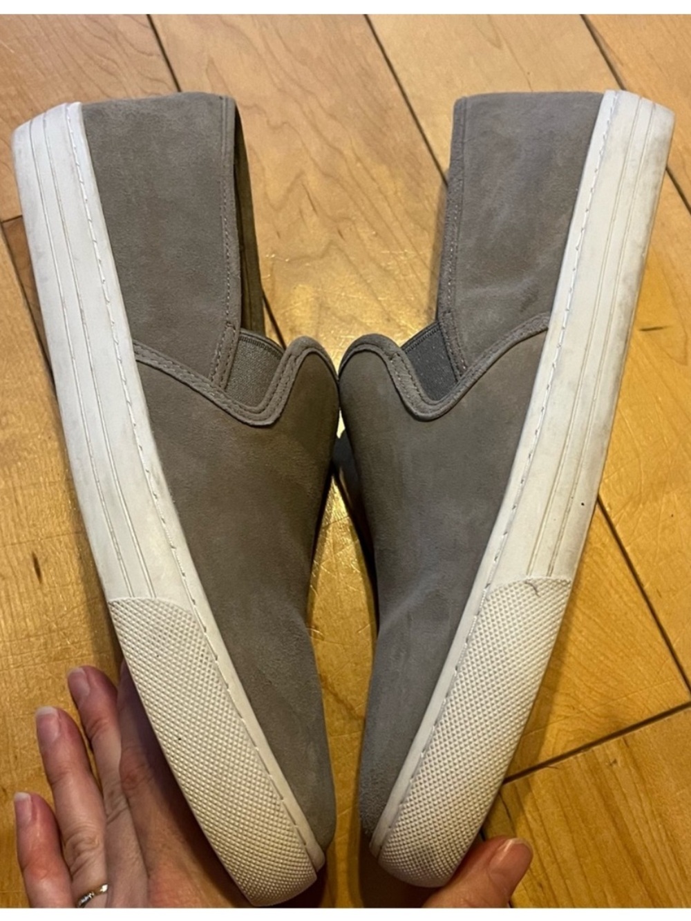 Tory Burch Jesse Slip On Sneakers Kid Suede Gray size 8.5 - Picture 3 of 9